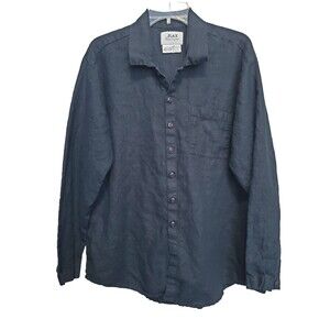 FLAX Joanne Engelhart Black 100% Linen Long Sleeve Button-Up Shirt Petite (PXL)